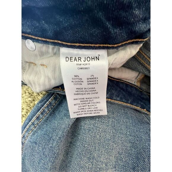 Dear John Straight Leg Medium Wash Mid-Rise Denim Jeans With Raw Hems - Picture 6 of 6